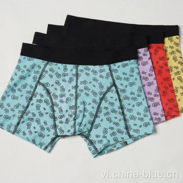 Quần short boxer dệt bông nam